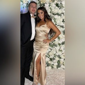 Revelry Rory Satin Dress 	size 8 in champagne